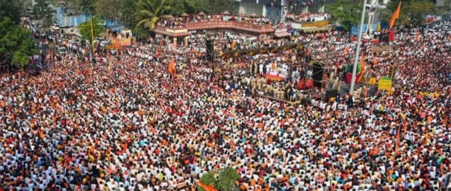 Maratha reservation activist Manoj Jarange Patil celebrate after the Maharashtra government accepted his demands
