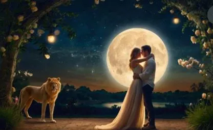 Midnight Zoo Love Story :Love story blooming in the moonlight night in the zoo