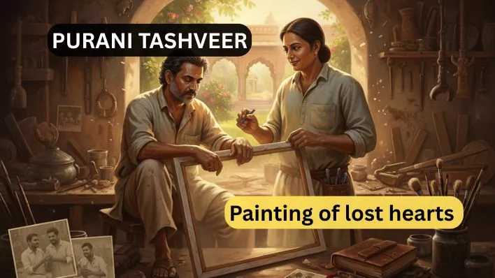 purani tashveer Colorful canvases, the movement of brushes, the creation of desired shapes, artworks. Pottery, wood carvings, colorful fabrics,